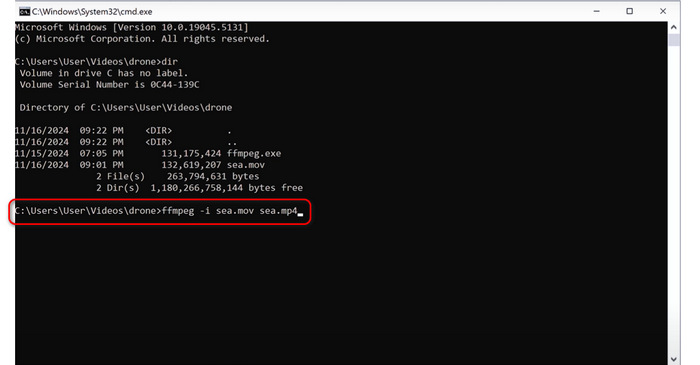 Convert MOV to MP4 With FFmpeg